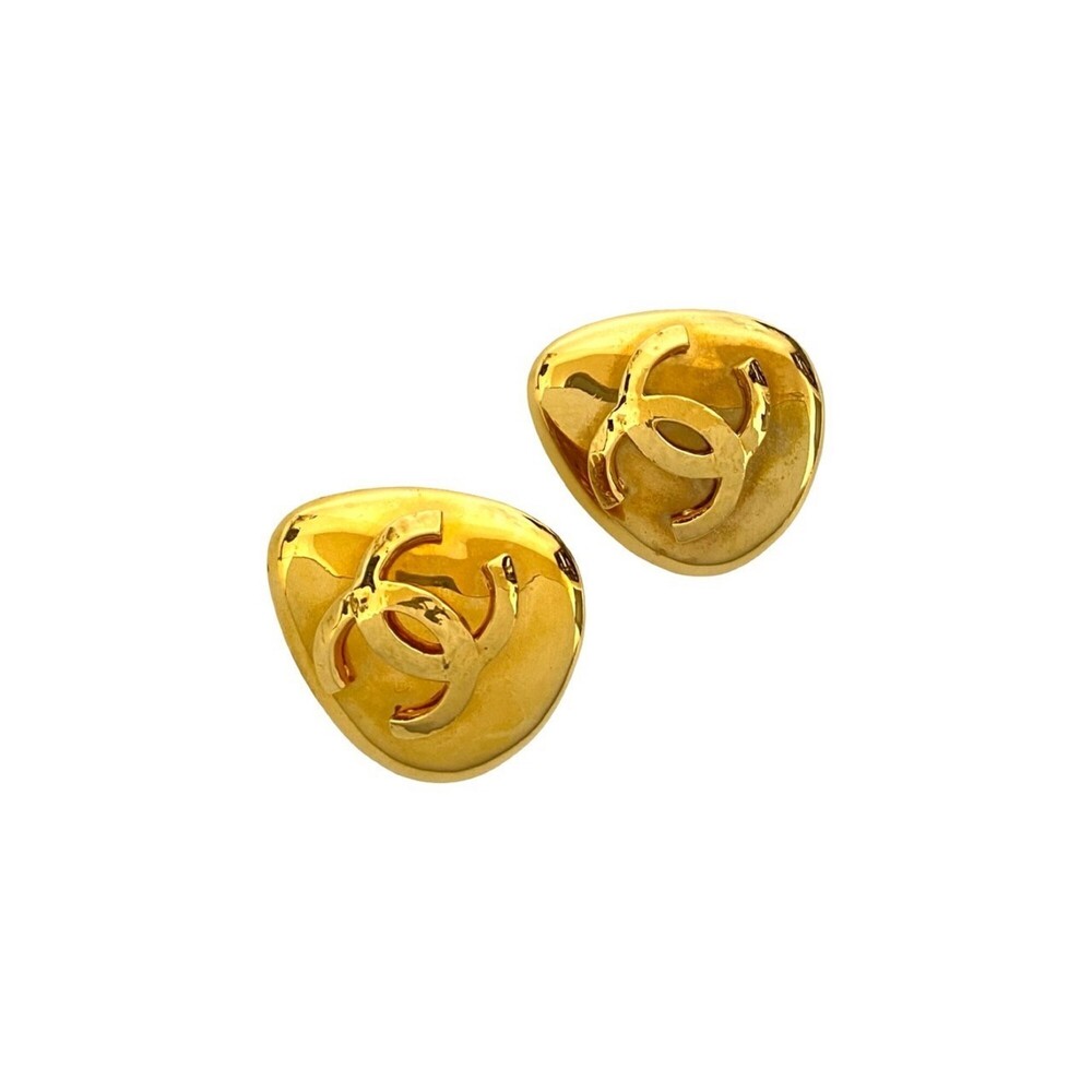 CHANEL Authentic Gold Logo Earrings - Picture 2 of 3